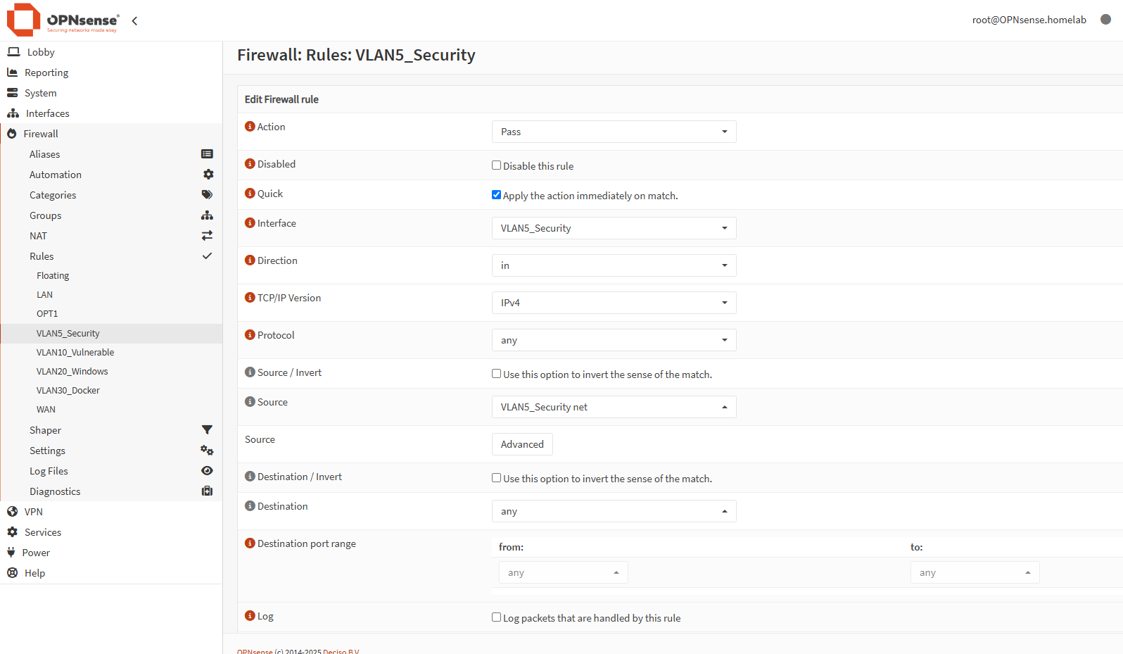 Adding Firewall rules for first Interface